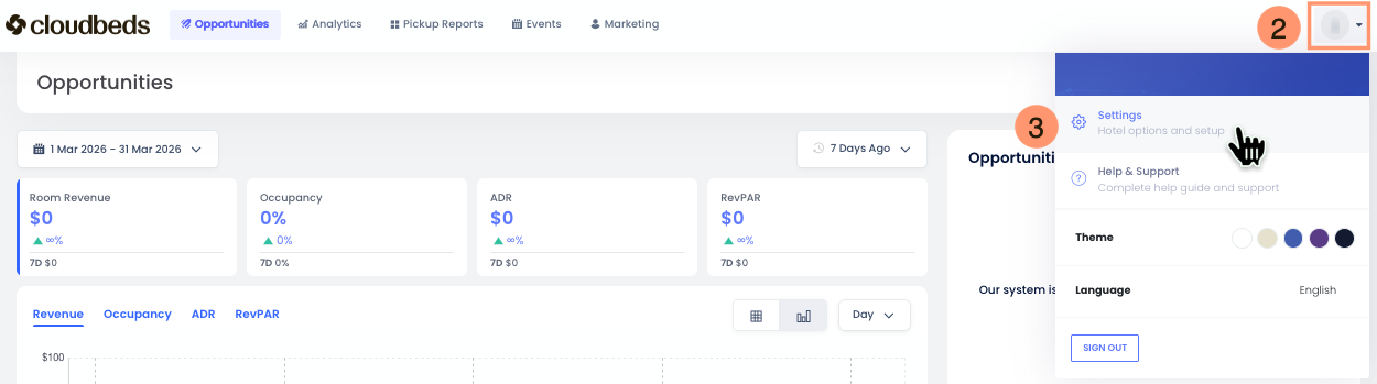 Settings menu location