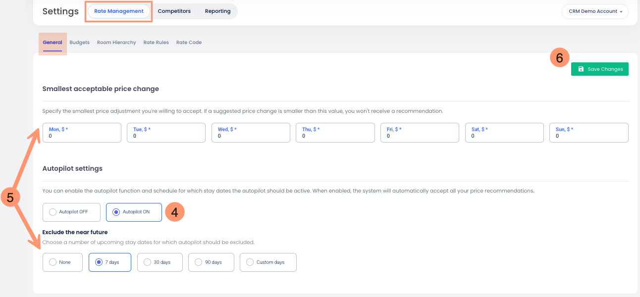 Autopilot settings configuration